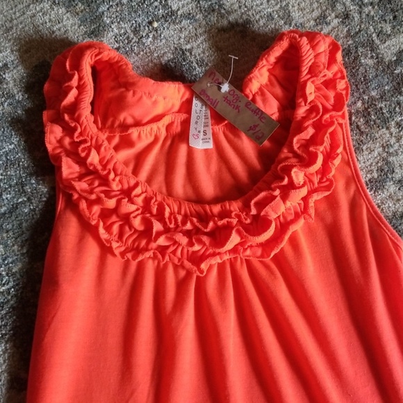 Neon Orange Ruffle Tank - Picture 2 of 4